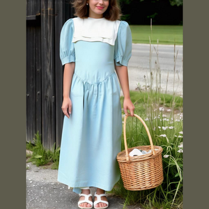 Vintage dress short sleeve storybook Peter Pan collar 60s 70s Teachercore